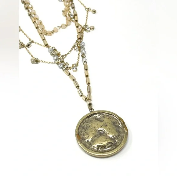 New Free People Layered Charm Necklace Gold - Picture 4 of 5